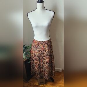 Vintage Jaclyn Smith classic size 6 Skirt brown Gold Paisley Boho Chiffon